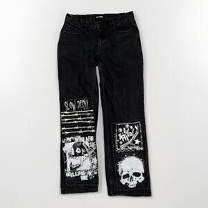 Hot Topic Patchwork Punk Jeans Black 30x32 Goth Grunge Streetwear